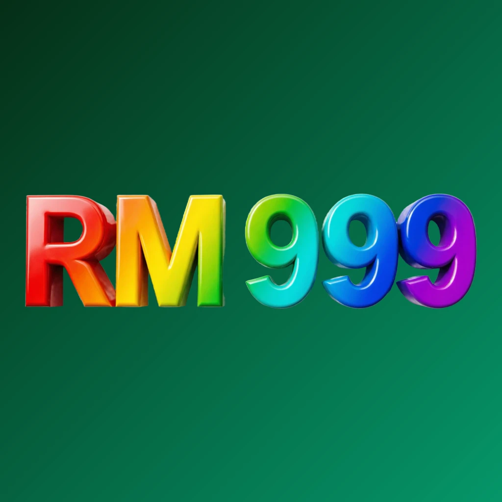 3D logo of RM 999 with oversized bold font in colorful rainbow gradient and glossy plastic texture, featuring strong shadows and highlights on a transparent background, designed as a wide horizontal rectangular wordmark logo for website header 3D logo of RM 999 with oversized bold font in colorful rainbow gradient and glossy plastic texture, featuring strong shadows and highlights on a transparent background, designed as a wide horizontal rectangular wordmark logo for website header